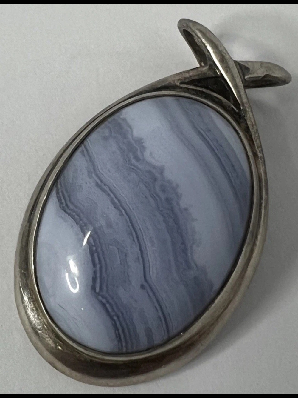 SHUBE Dakota West 925 Sterling Silver Blue Lace Agate Pendant